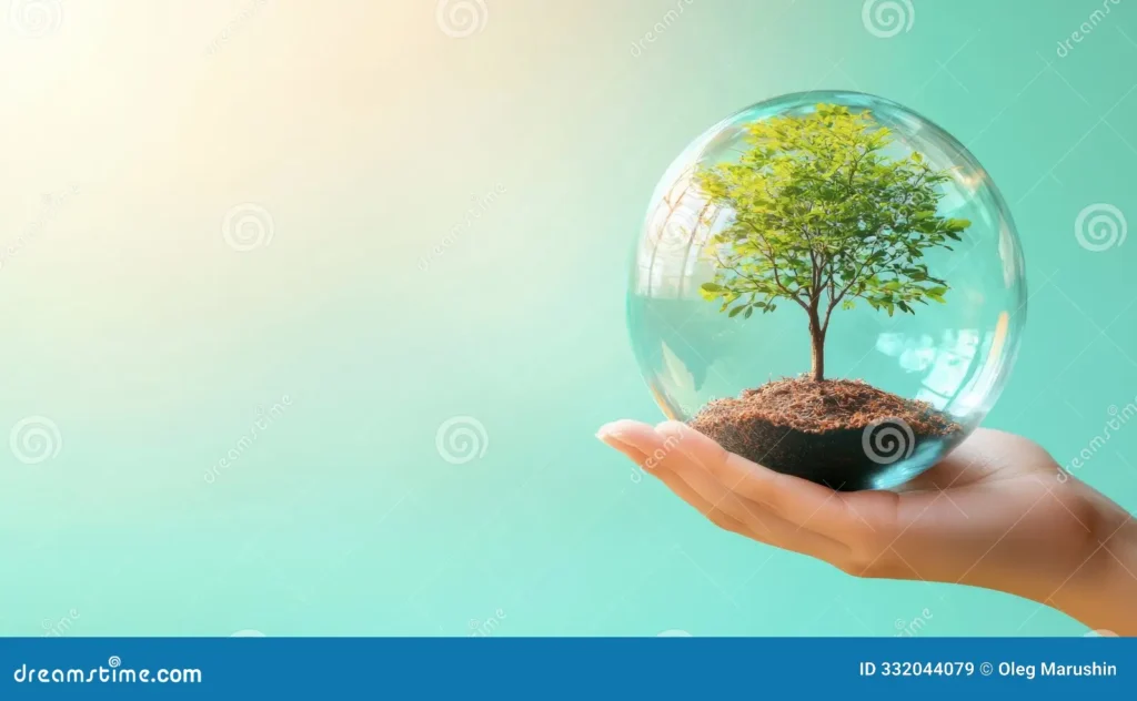concept-illustration-hand-holds-glass-sphere-tree-forest-background-environmental-earth-day-ai-generated-332044079